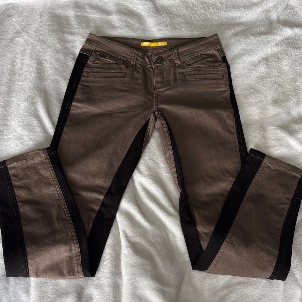 Lole Tan and Black Flare Jeans